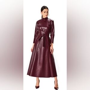 Obi Belt Faux Leather Maxi in Oxblood Burgandy